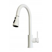 Matte White Finish Solid Brass Pull-Out Spray Faucet 